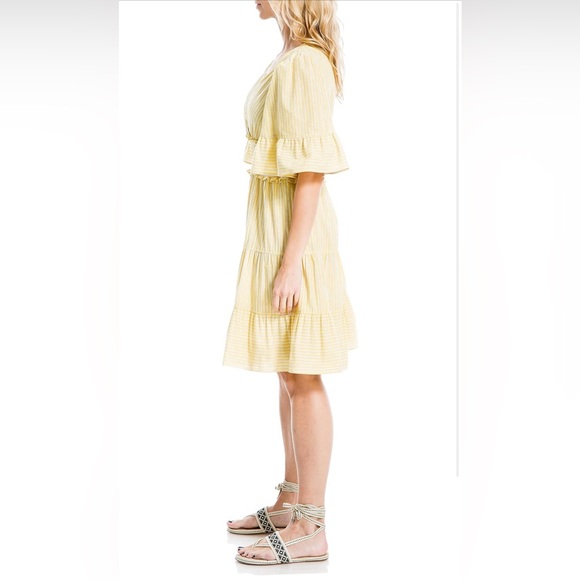 Max Studio Women’s Yarn Dye 3/4-Sleeve Mini Dress, Yellow size Small (like new) - Picture 13 of 16